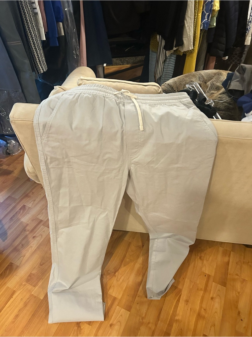 Lands' End Light Gray Drawstring Chinos